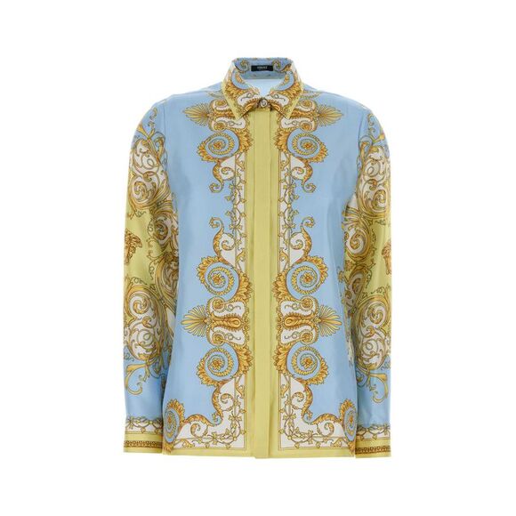 VERSACE Sweaters - Versace Women Printed Silk Shirt